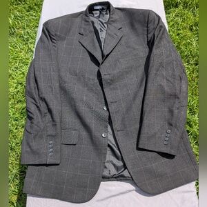 Jeffrey Banks Men's Charcoal Windowpane Check Two Piece Suit